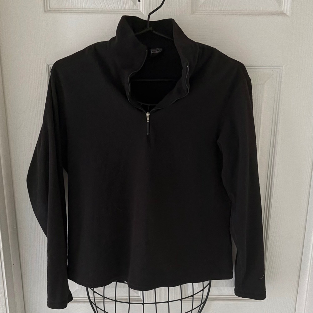 Patagonia Capilene Fleece Pullover Medium Black Zip Neck Made in USA